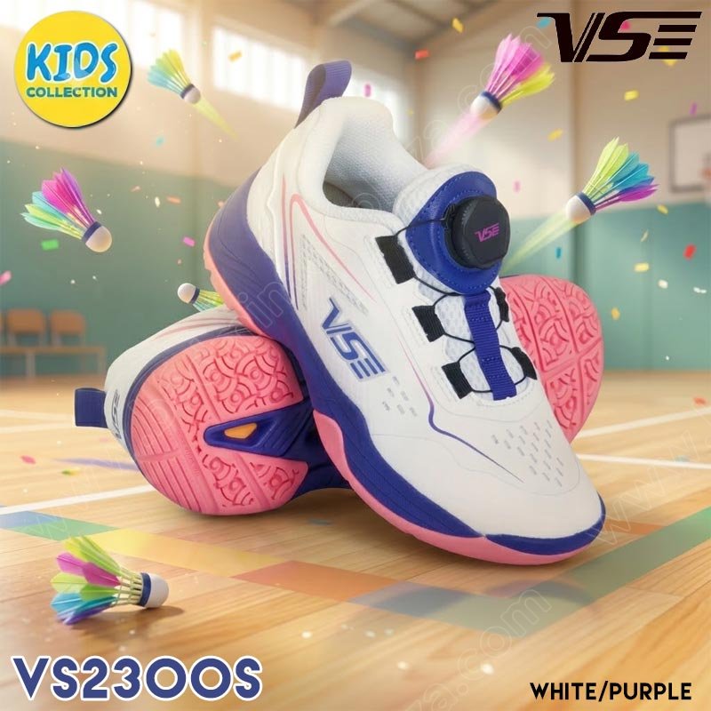VS Junior Badminton Shoes VS2300S White/Dark Purpl