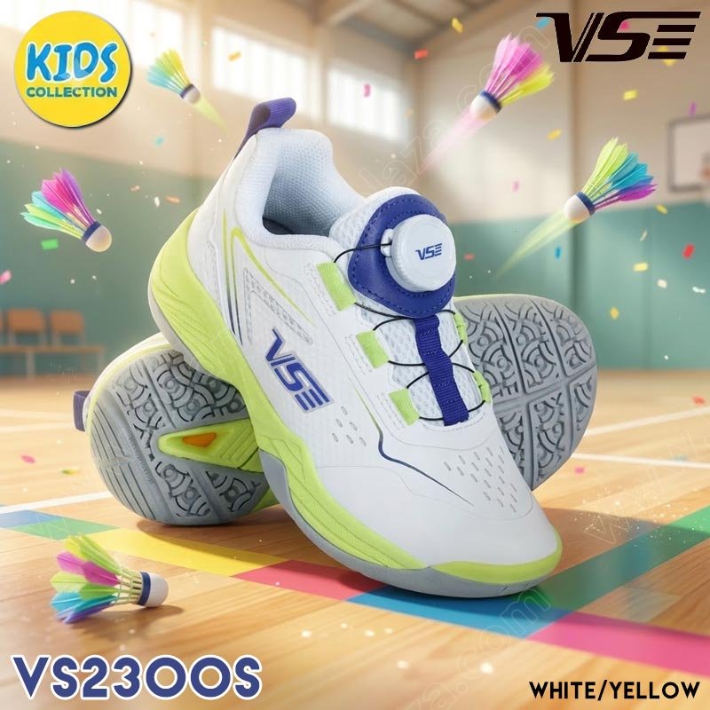 รองเท้าแบดมินตันเด็ก VS VS2300S-WY สีขาว/เหลือง (VS2300S-WY)