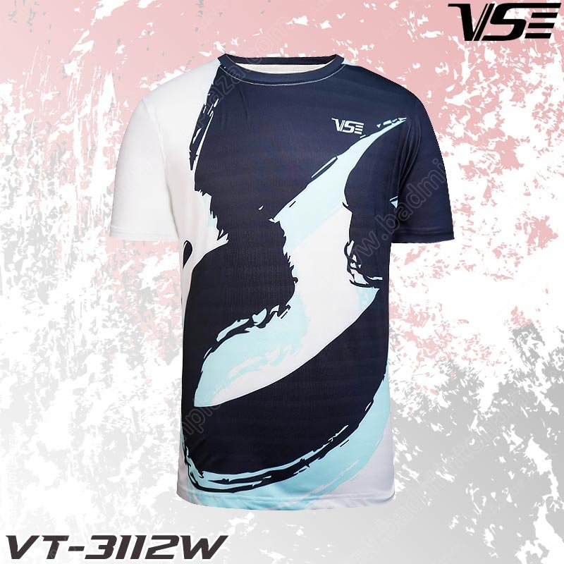 เสื้อกีฬาคอกลม VS รุ่น VT-3112 สีขาว/ดำ  (VT-3112W)