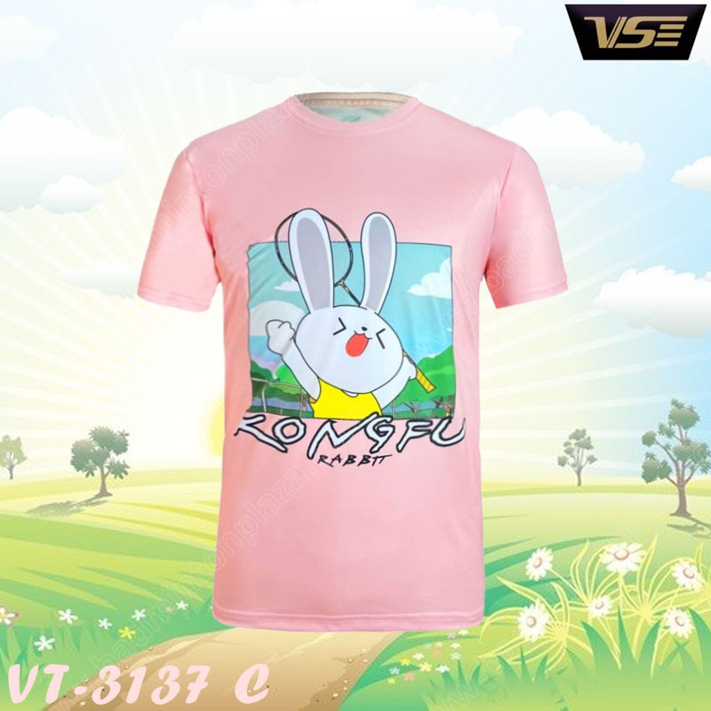 เสื้อกีฬาคอกลม VS รุ่น VT-3137 Kongfu Rabbit สีชมพ
