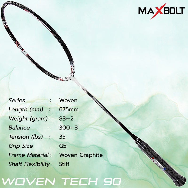 MAXBOLT WOVEN TECH 90 WHITE Free! String+Grip (WT90-WHITE)