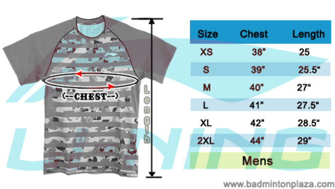 Li-Ning T-Shirt Size Chart