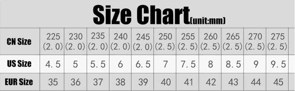 KUMPOO SHOES SIZE CHART