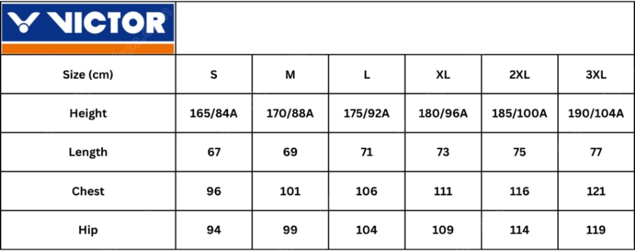 Victor-Size-Chart