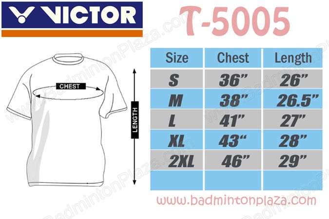 VICTORT 95000TD SIZE CHART